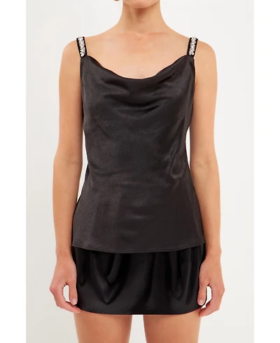 endless rose Women's Beaded Satin Top