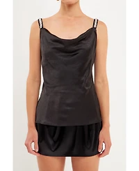 endless rose Women's Beaded Satin Top