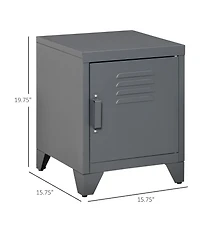 Homcom Locker-Style Nightsd Storage Side Table w/ Shelf & Metal Frame