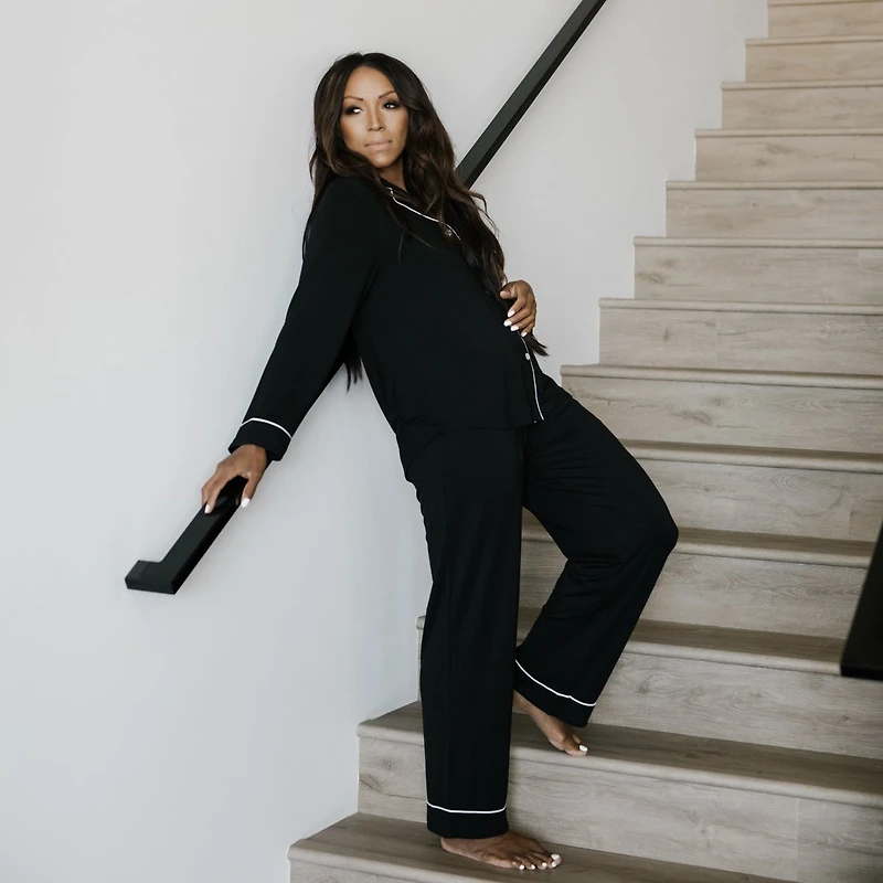Cozy Earth Women's Long Sleeve Stretch-Knit Viscose from Bamboo Pajama Set