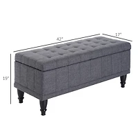 Homcom Lift Top Fabric Storage Shoe Bench Ottoman Stool Tufted Home Furniture