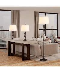 Homcom 3 Piece Floor Lamps with Rounded Base and Steel Pole, and