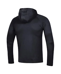 Men's Under Armour Black Northwestern Wildcats 2023 Sideline Tech Hooded Raglan Long Sleeve T-shirt