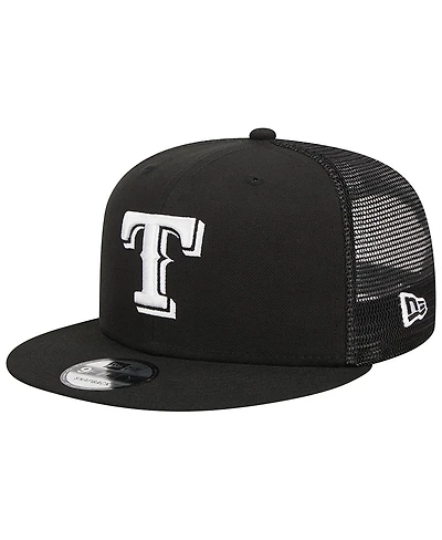 Men's New Era Black Texas Rangers Trucker 9FIFTY Snapback Hat