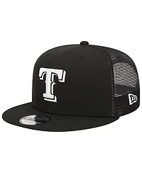 Men's New Era Black Texas Rangers Trucker 9FIFTY Snapback Hat