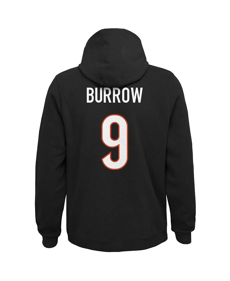 Big Boys Joe Burrow Black Cincinnati Bengals Mainliner Player Name and Number Pullover Hoodie