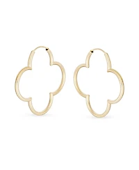 Bling Jewelry Simple Clover Flower Shaped Thin Tube Endless Hoop Earrings Sterling Silver 1.5 Diameter