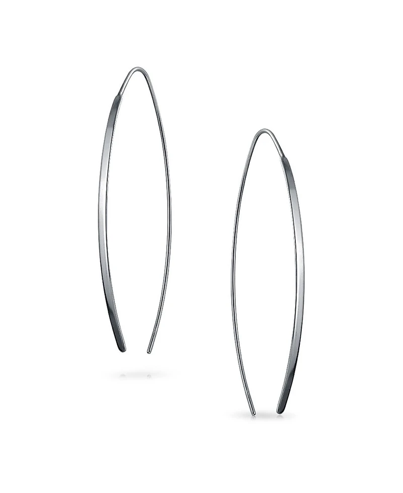 Bling Jewelry Delicate Minimalist Modern Long Thin Line Linear Threader Earrings Sterling Silver