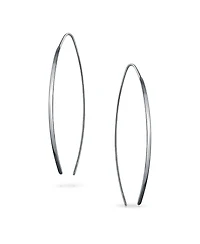 Bling Jewelry Delicate Minimalist Modern Long Thin Line Linear Threader Earrings Sterling Silver