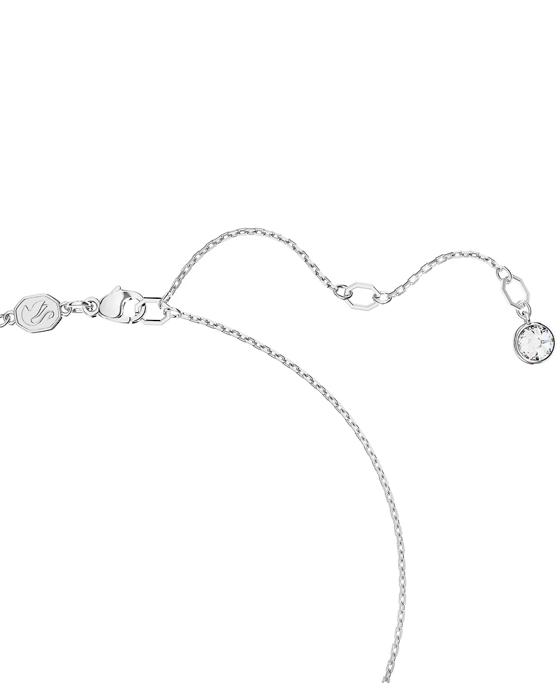 Swarovski Rhodium-Plated Mixed Crystal Double Ring Pendant Necklace, 15" + 2" extender
