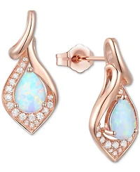 Amethyst (1-1/4 ct. t.w.) & Lab-Grown White Sapphire (1/4 ct. t.w.) Drop Earrings in 14k Gold-Plated Sterling Silver (Also in Blue Topaz & Lab-Grown O