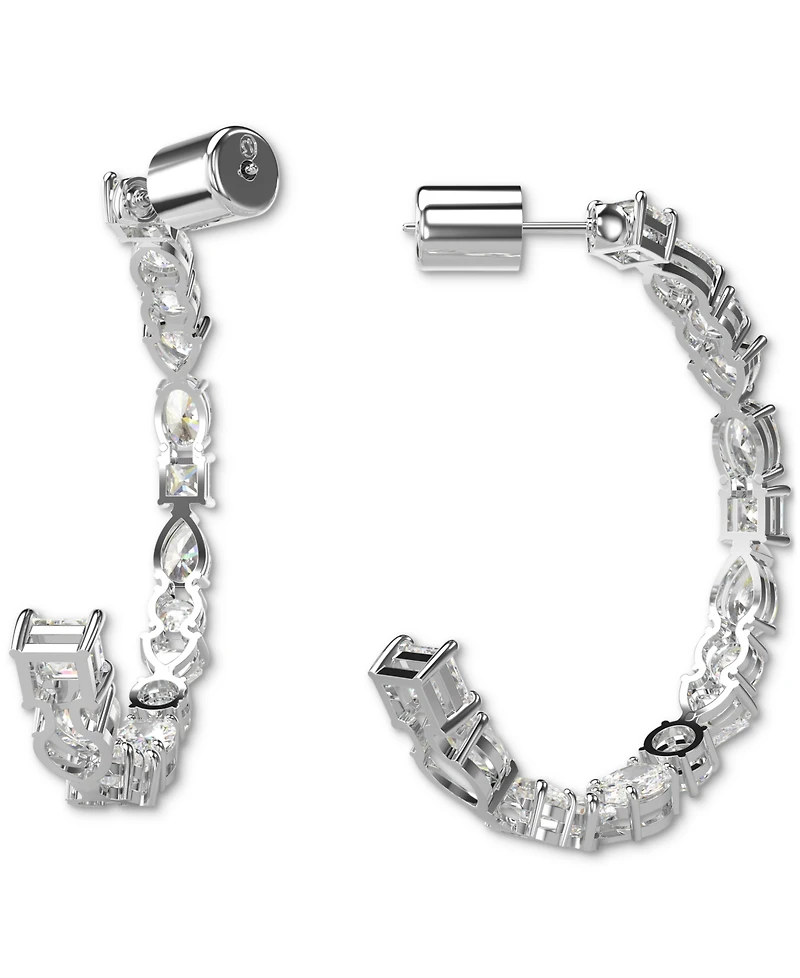 Swarovski Rhodium-Plated Medium Mixed Crystal C-Hoop Earrings, 1.54"