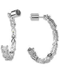 Swarovski Rhodium-Plated Medium Mixed Crystal C-Hoop Earrings, 1.54"
