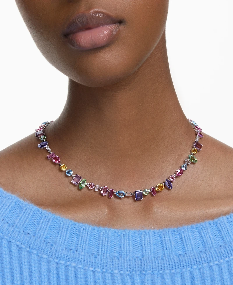 Swarovski Silver-Tone Crystal Mixed Cut Collar Necklace, 14" + 1-3/4" extender