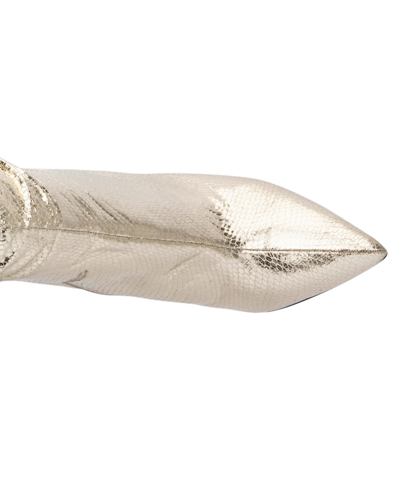 New York & Company Women's Earla- Metallic Ruched Knee-High Boots Tall