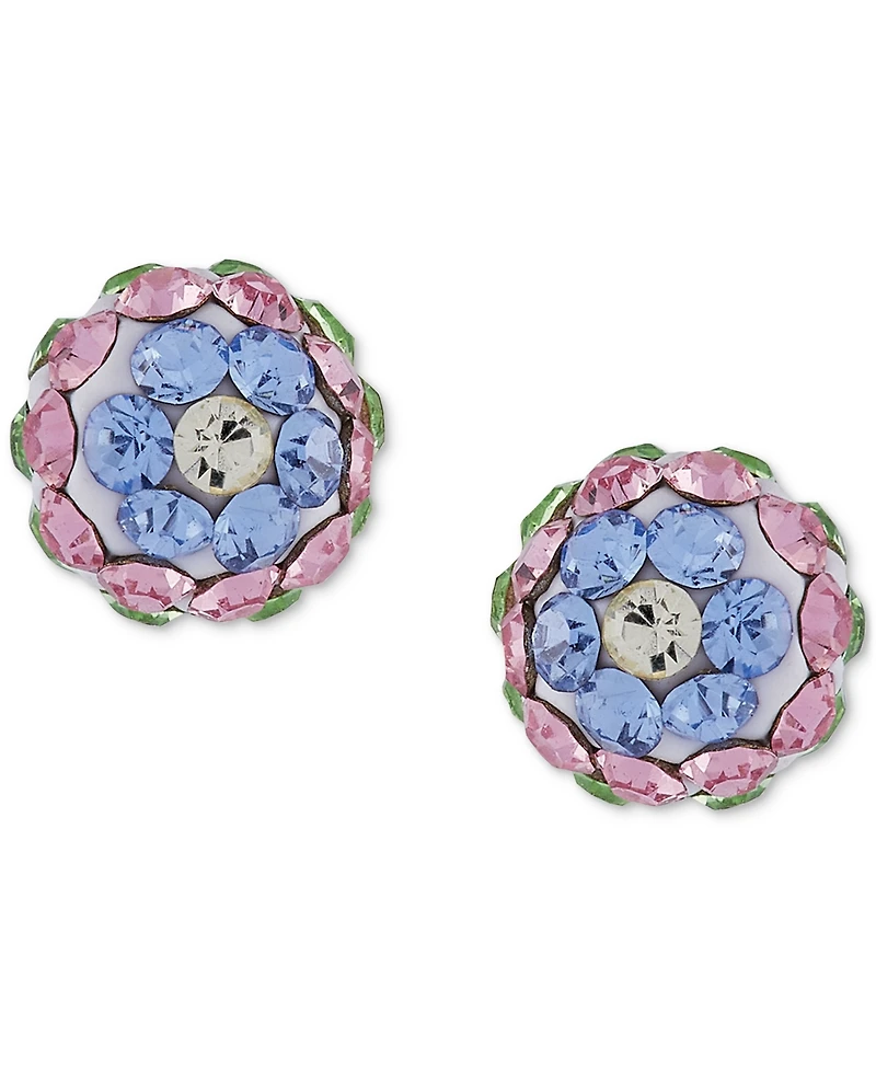 Children's 2-Pc Set Multicolor Crystal Reversible Stud & Dangle Hoop Earrings 14k Gold