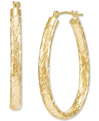 Diamond-Cut Oval Hoop Earrings in 14k Gold, 28mm