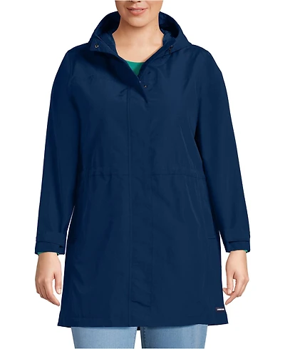 Lands' End Women's Plus Size Squall Hooded Waterproof Raincoat
