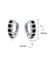 Bling Jewelry Round Solitaire Cubic Zirconia Cz S-Style Wave Kpop Huggie Hoop Earrings Sterling Silver