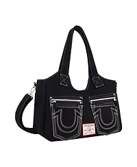 True Religion Horseshoe Stitch Black Satchel Bag