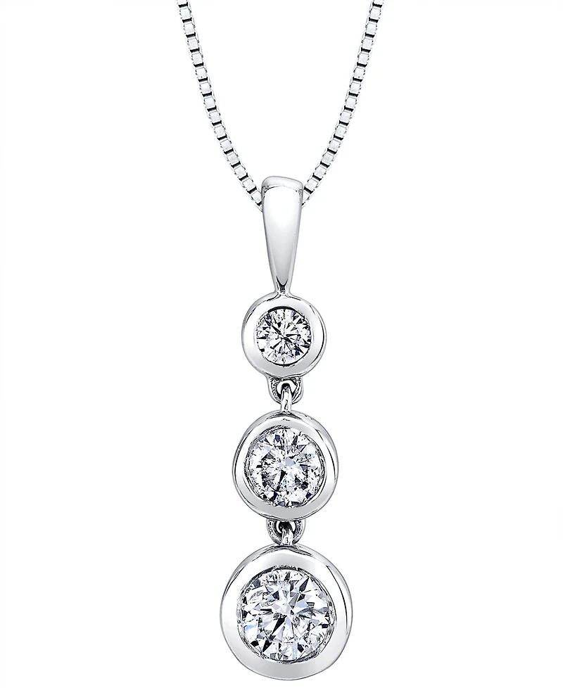 Sirena Energy Diamond Three-Stone Pendant Necklace (1/3 ct. t.w.) in 14k Yellow Gold or White Gold