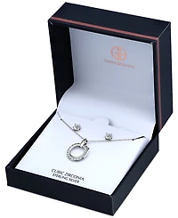 Giani Bernini 2-Pc. Set Cubic Zirconia Circle Pendant Necklace & Stud Earrings, Created for Macy's