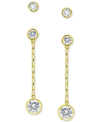 Giani Bernini 2-Pc. Set Cubic Zirconia Bezel Stud & Chain Drop Earrings