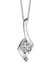 Sirena Diamond Solitaire Swirl 18" Pendant Necklace (3/8 ct. t.w.) 14k Gold