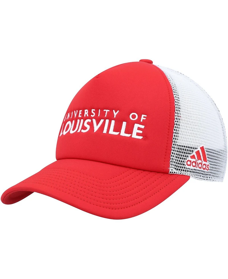 Men's adidas Red Louisville Cardinals Foam Trucker Snapback Hat