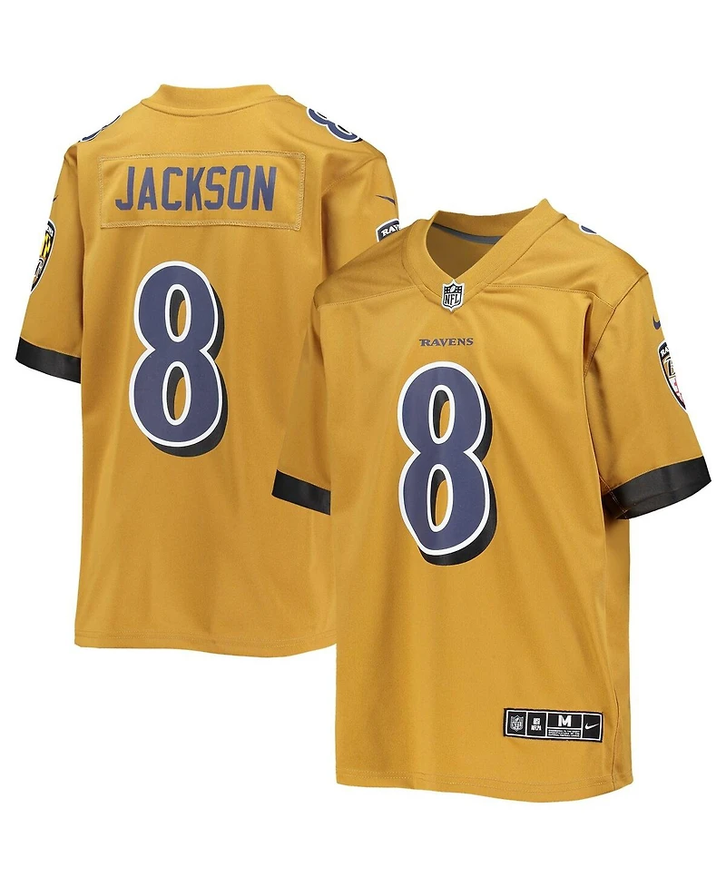 Big Boys Nike Lamar Jackson Gold Baltimore Ravens Inverted Team Game Jersey