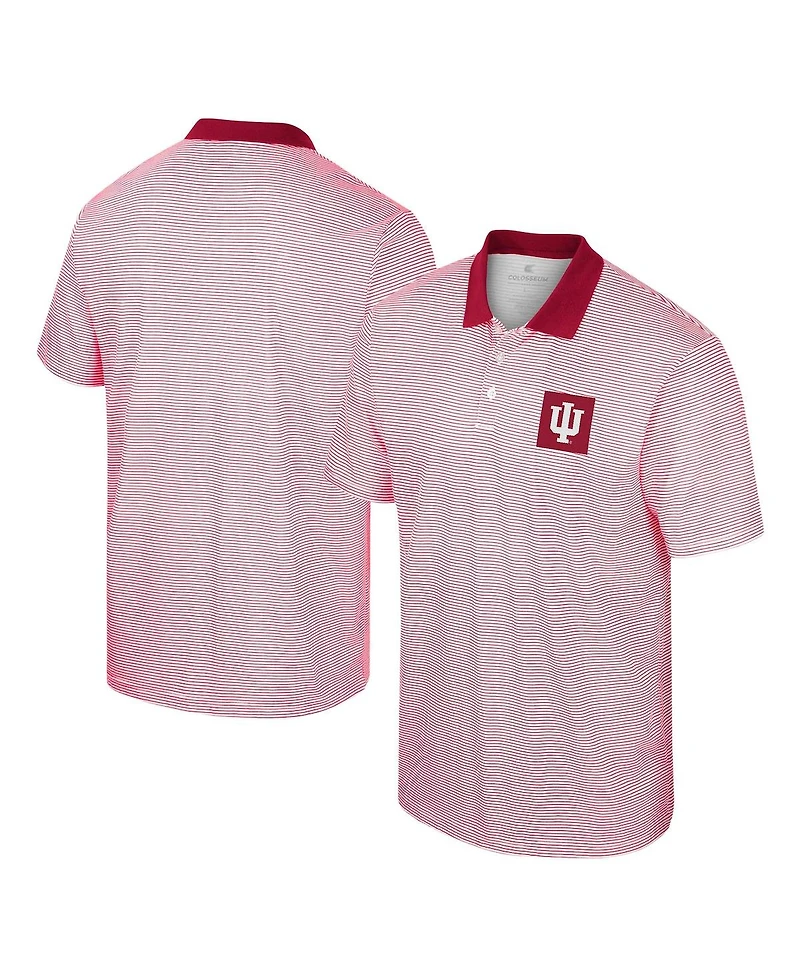 Men's Colosseum White Indiana Hoosiers Print Stripe Polo Shirt