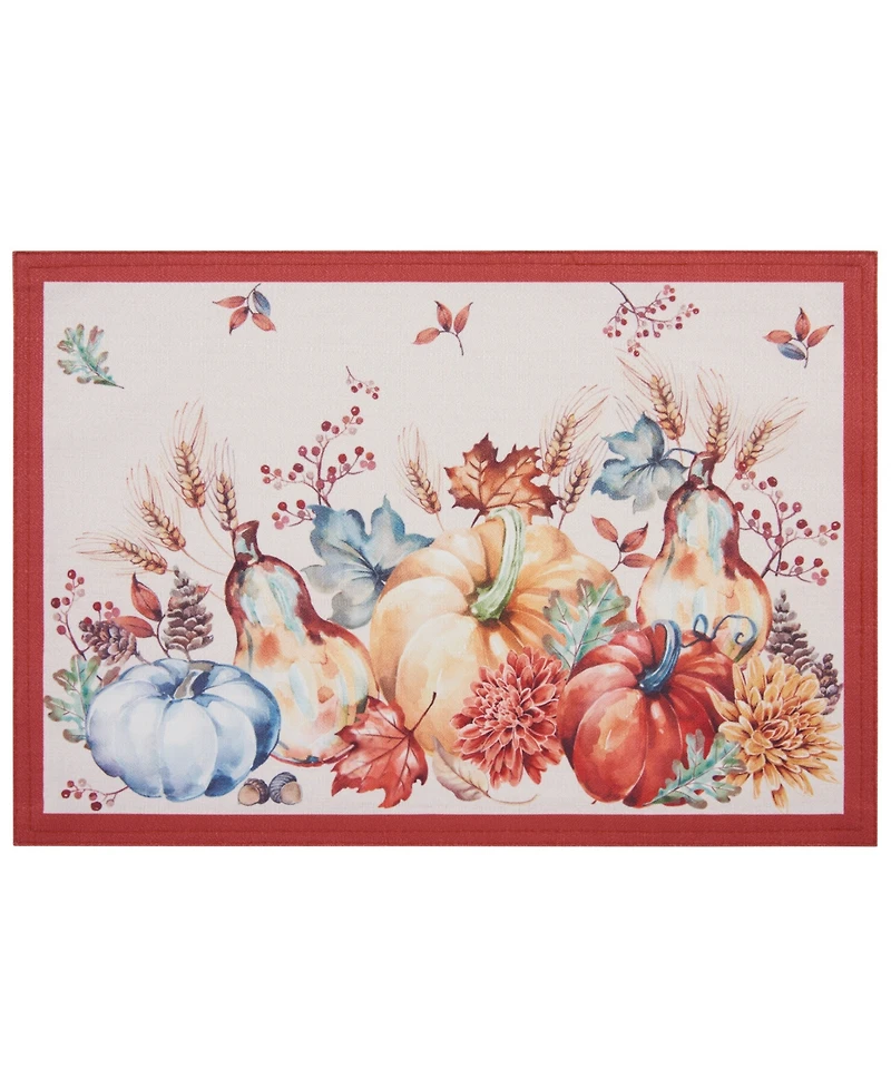 Elrene Botanical Harvest Pumpkin Engineered Placemats, Set of 4, 13" x 19"