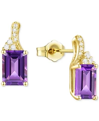 Amethyst (1-5/8 ct. t.w.) & Lab-Grown White Sapphire (1/10 Stud Earrings 14k Gold-Plated Sterling Silver (Also Blue Topaz