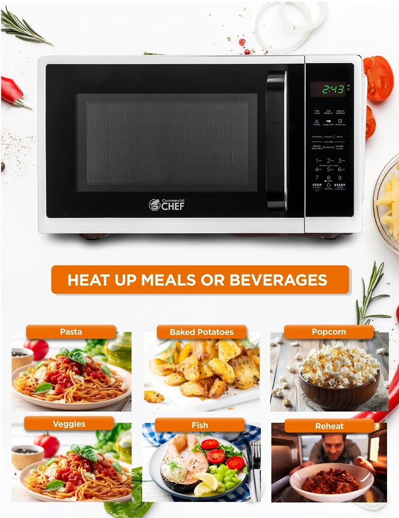 0.9 Cu. Ft. Counter Top Microwave 10 Power Levels,White