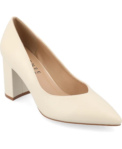 Journee Collection Women's Simonne Block Heel Pointed Toe Pumps