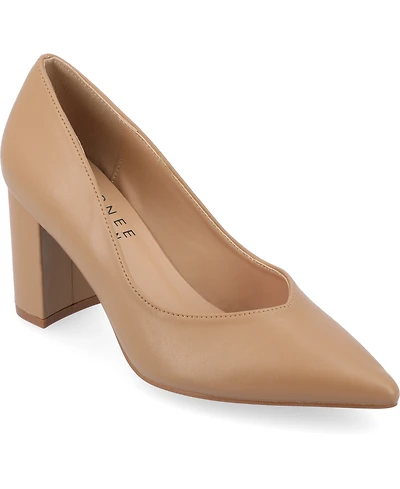 Journee Collection Women's Simonne Block Heel Pointed Toe Pumps