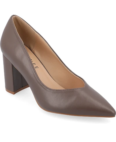 Journee Collection Women's Simonne Block Heel Pointed Toe Pumps