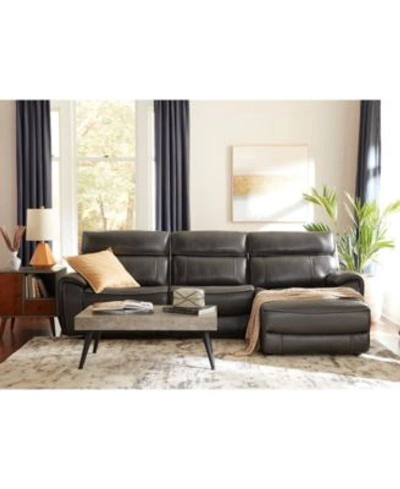 Closeout Hutchenson Zero Gravity Leather Sectional Collection Created For Macys