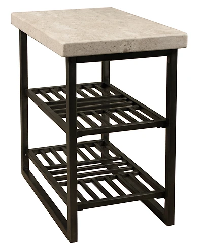 Capri 16" Stone and Metal Base Chairside Table