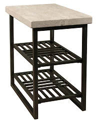 Capri 16" Stone and Metal Base Chairside Table