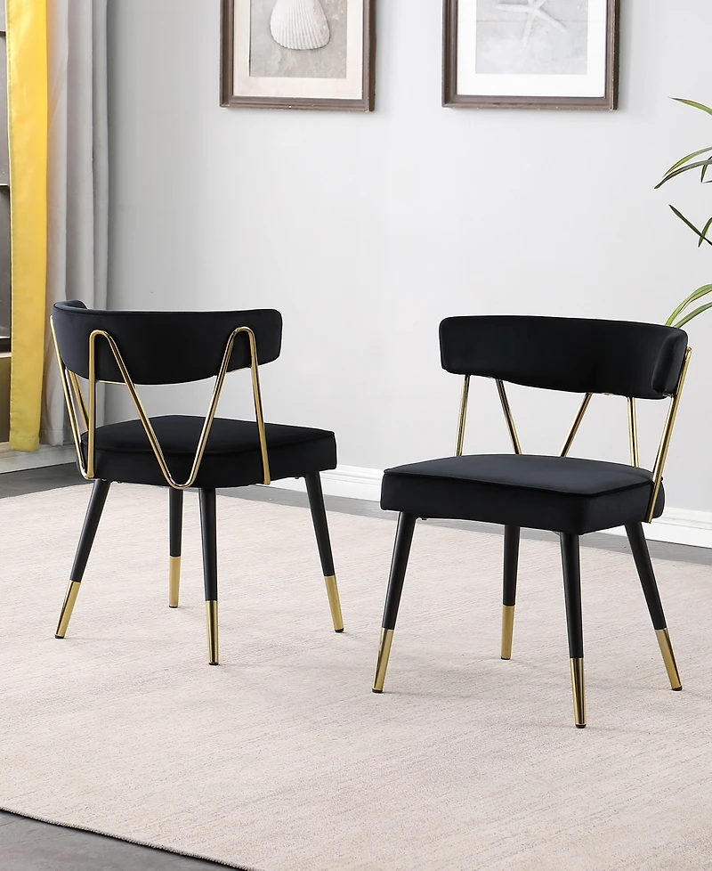 Best Master Furniture Aireys 31" Velvet with Metal Accents Armless Chair, Set of 2