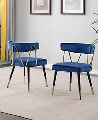 Best Master Furniture Aireys 31" Velvet with Metal Accents Armless Chair, Set of 2