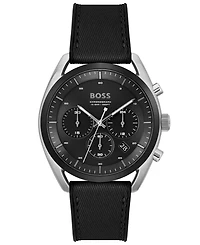 Hugo Boss Men's Top Quartz Fashion Chronograph Black Silicone Black Fabric Watch 44mm