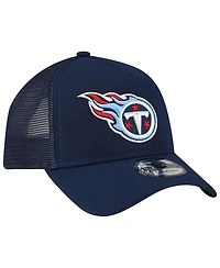 Men's New Era Navy Tennessee Titans A-Frame Trucker 9FORTY Adjustable Hat