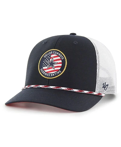 Men's '47 Brand Navy, White Dallas Cowboys Union Patch Trucker Adjustable Hat