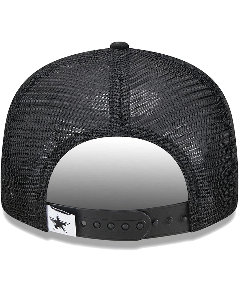 Big Boys and Girls New Era Black Dallas Cowboys Main B-Dub 9FIFTY Trucker Adjustable Hat