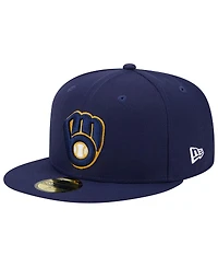 Men's New Era Navy Milwaukee Brewers 50th Anniversary Team Color 59FIFTY Fitted Hat