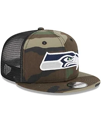 Big Boys and Girls New Era Camo Seattle Seahawks Main Trucker 9FIFTY Snapback Hat