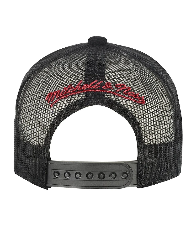 Big Boys and Girls Mitchell & Ness Black New England Patriots Times Up Precurved Trucker Adjustable Hat