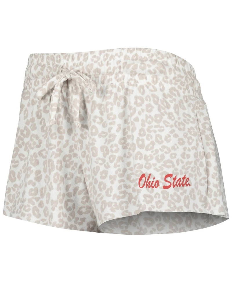 Women's Concepts Sport Cream Ohio State Buckeyes Montana T-shirt and Shorts Sleep Set
